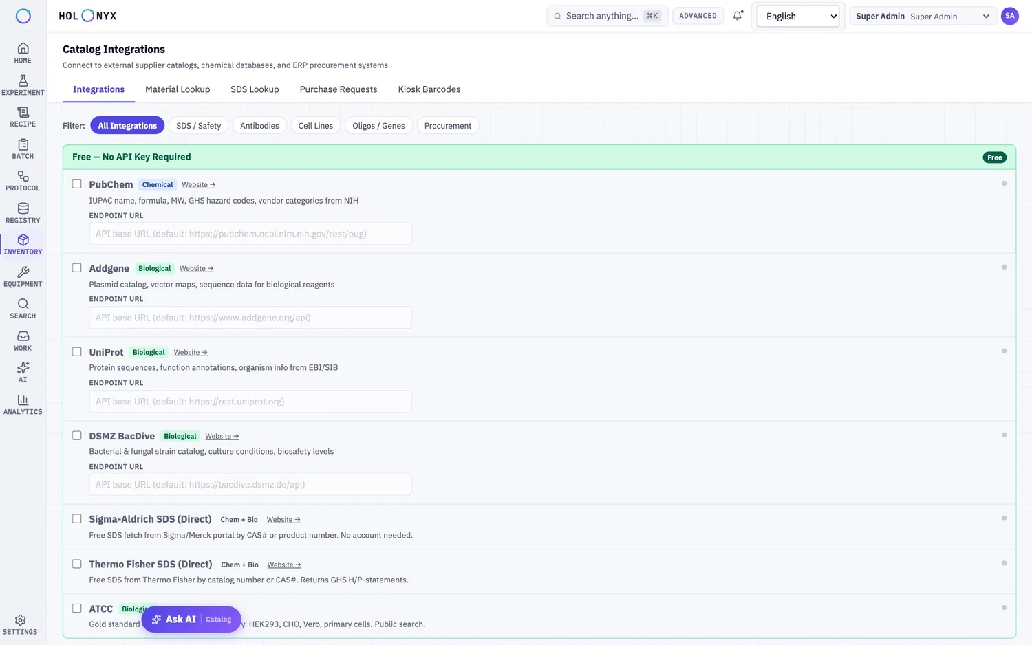 Catalog integrations