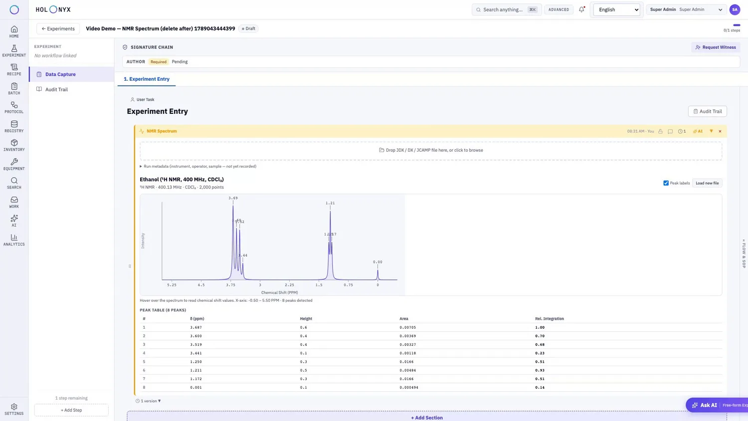 NMR spectrum viewer